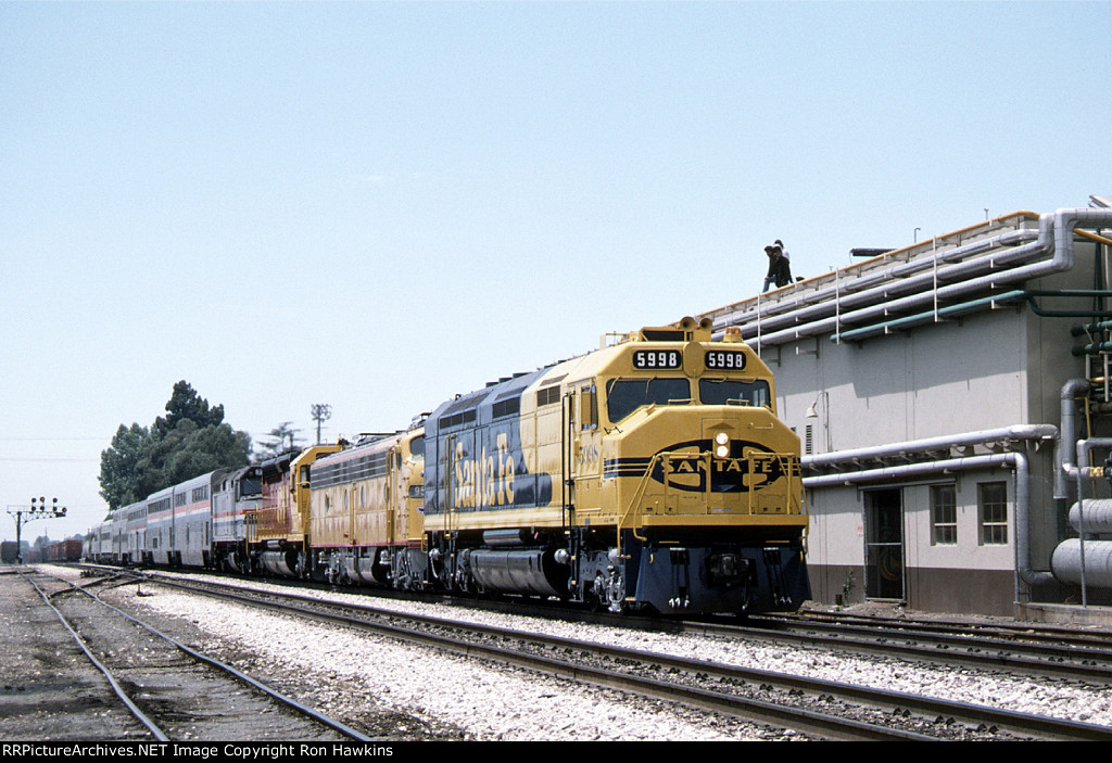 ATSF 5998, UP 951, SP 3201, and AMTK 240